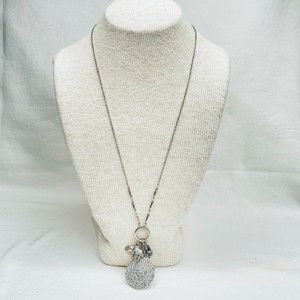 Skinny Charm Necklace Silver Tone Matinee Chain Rolo Long & Short Links
